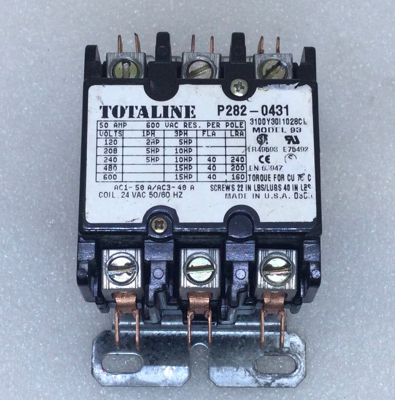 Totaline P282-0431 40 Amp 3 Pole 600V Model 93 Contactor Coil