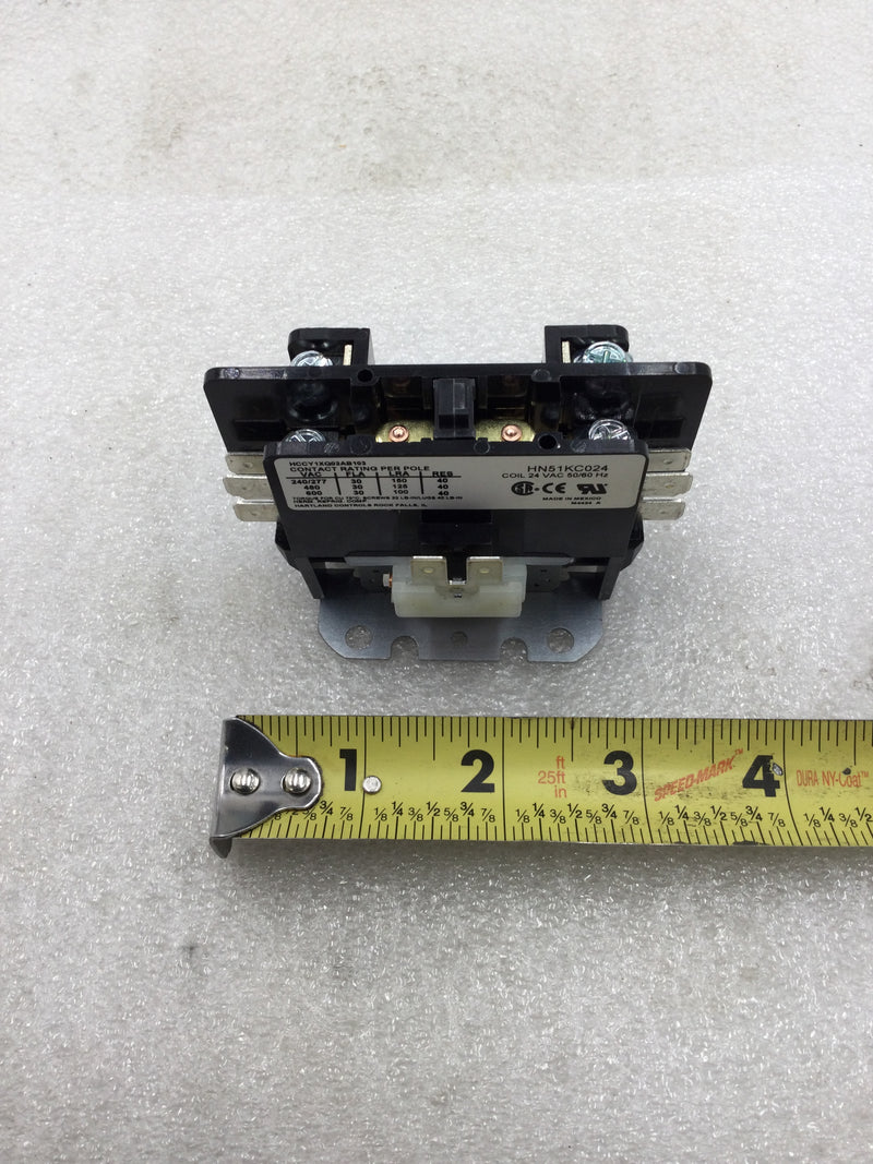 Hartland Controls HN51KC024 30 Amp 2 Pole 240-600 VAC Contactor w/24 VAC Coil