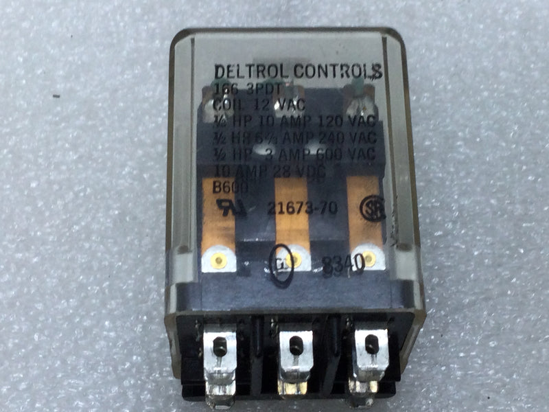 Deltrol Controlc 21673-70/166 Control Relay 3PDT 12V Coil 10amp 28V Circuit Rating B600
