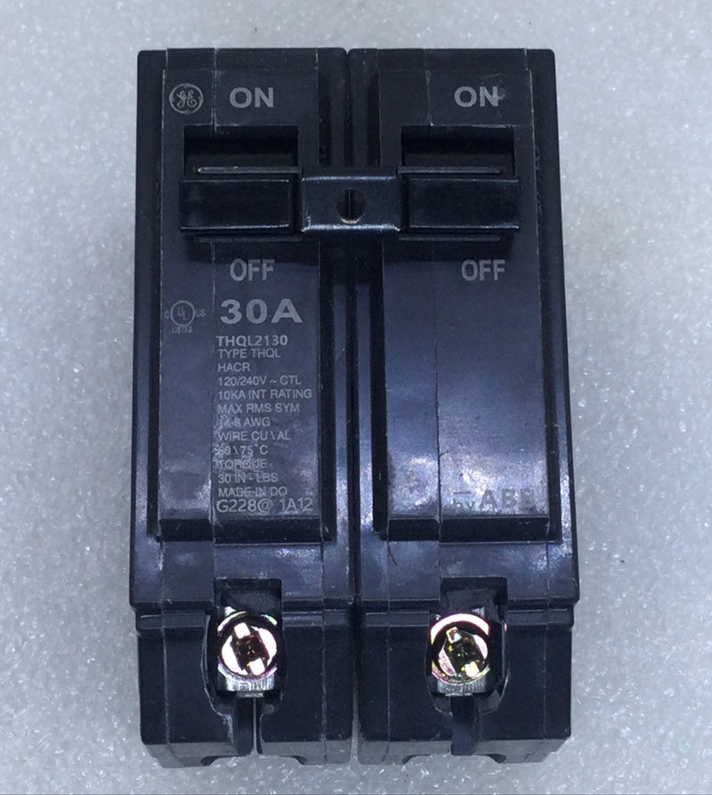 General Electric THQL2130 30 Amp 2 Pole 120/240V Circuit Breaker - Printed Face