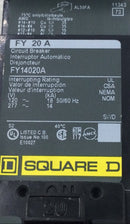 Square D FY14020A 20 Amp 1 Pole 277V I-Line Type FY Circuit Breaker