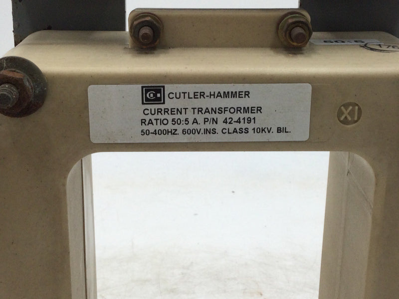Cutler-Hammer 42-4191 Current Transformer Ratio 50:5 A 50-400Hz 600V INS. Class 10KV. Bil