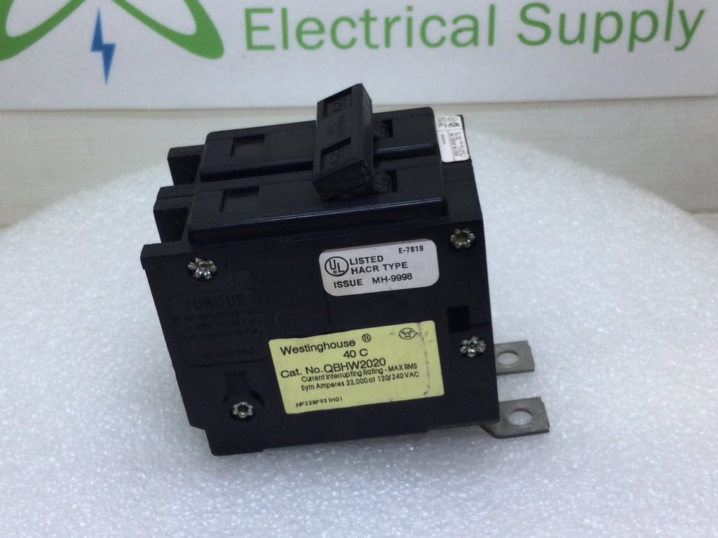 Qbhw2020 Westinghouse QBHW2020 20 Amp 2 Pole 120/240V Bolt On Circuit Breaker