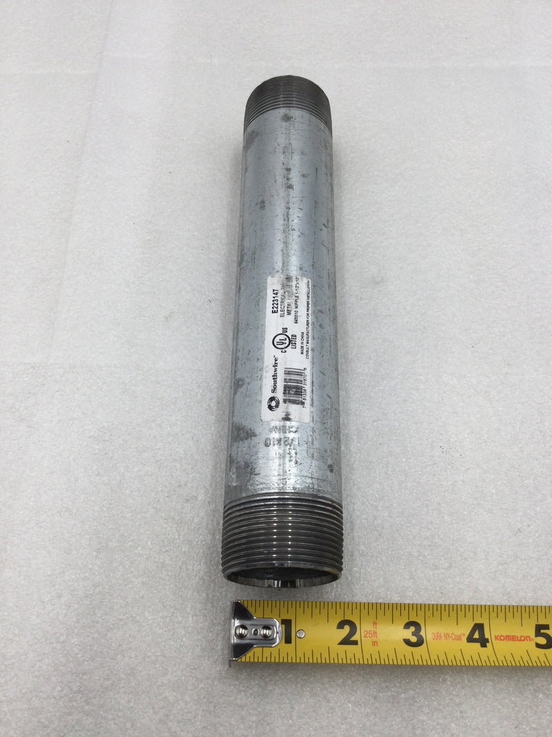 Southwire 645510 Topaz UPC 1 1/2" X 10" Rigid NPT Threaded Conduit Nipple