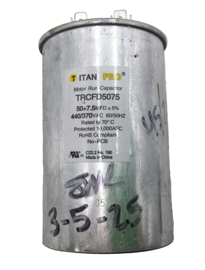 Titan Pro TRCFD5075 50+7.5MFD+/-5% 440/370VAC 60/50Hz Capacitor