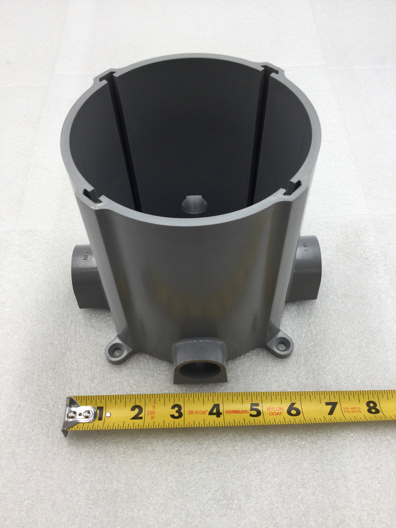 Hubbell PFB1 Scrub Shield 5" Round Plastic Floor Box w/Two 1" & Two 3/4" Inlets