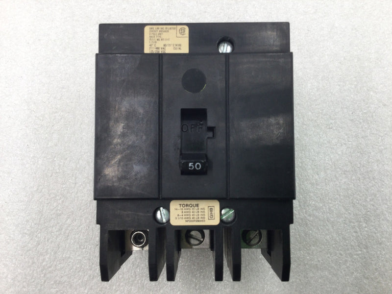 Westinghouse GHB3050 50 Amp 3 Pole 277/480V Circuit Breaker