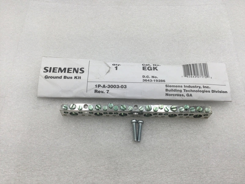 Siemens EGK 3643-19286 23 Position Ground Bus Kit 3/8" X 7"