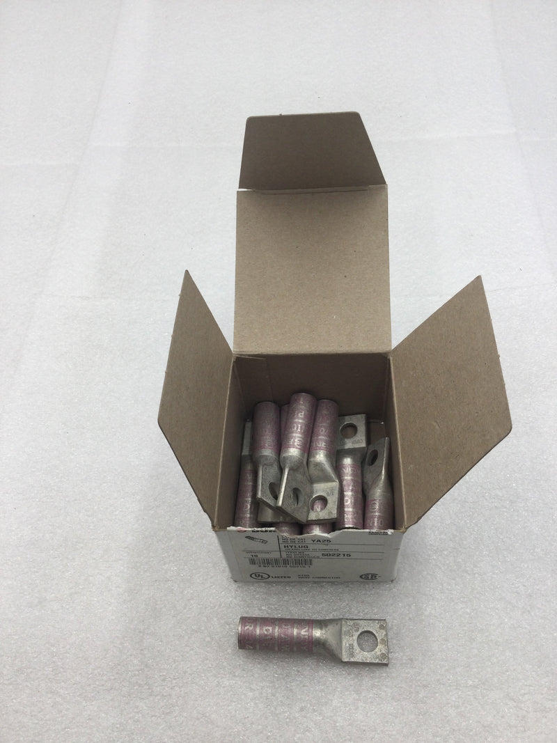 Burndy YA25 Hylug CU Compression Lug for 1/O AWG with 5/16" Bolt Hole(Box of 10)