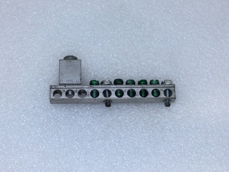 Ilsco NB21 10 Position 4-14 AWG Grounding Bar w/ CA200 Addon Lug