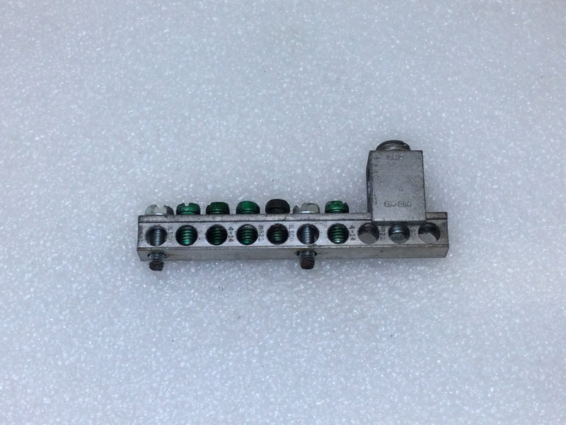 Ilsco NB21 10 Position 4-14 AWG Grounding Bar w/ CA200 Addon Lug