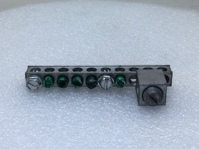 Ilsco NB21 10 Position 4-14 AWG Grounding Bar w/ CA200 Addon Lug