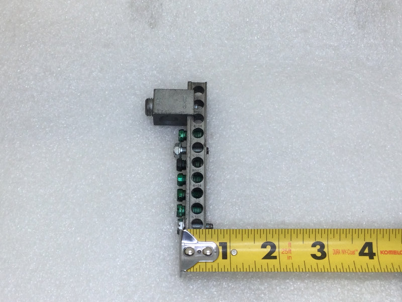 Ilsco NB21 10 Position 4-14 AWG Grounding Bar w/ CA200 Addon Lug