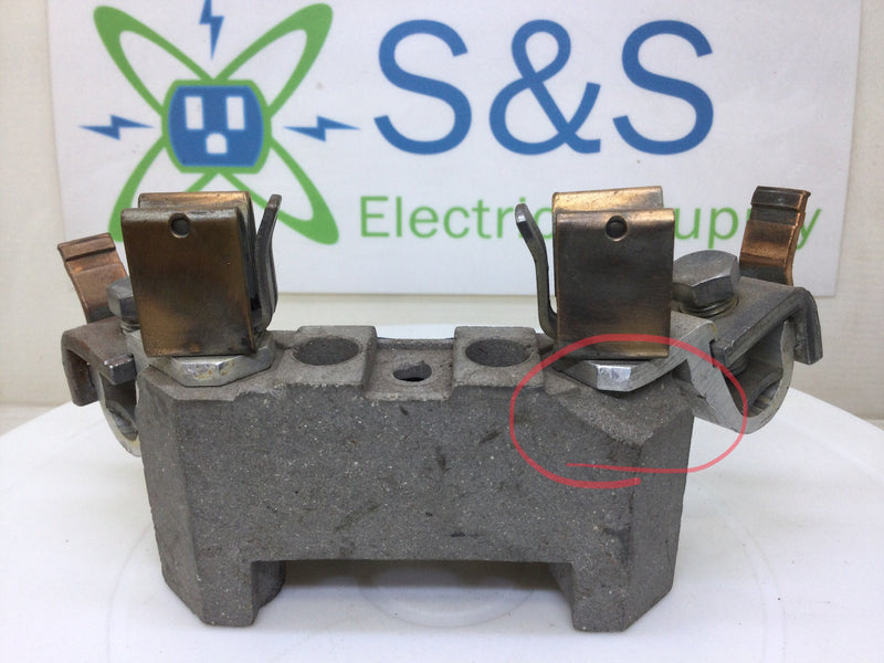 B&C Porcelain Meter Socket Replacement Block 100-200 Amp - 2" Base w/Middle Ridge & Lugs