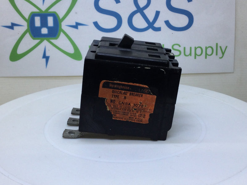 Westinghouse QNBA3070 70 Amp 3 Pole Type B Quicklag Bolt On Circuit Breaker