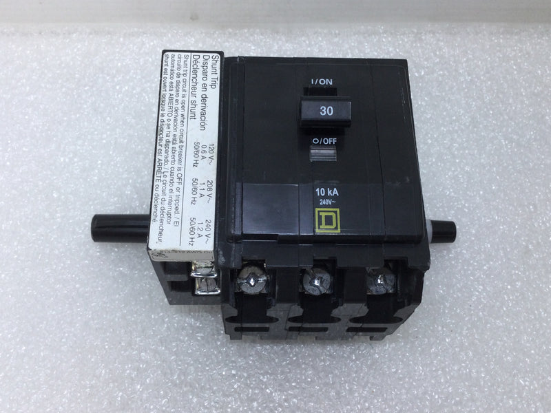 Square D QO3301021 30 Amp 3 Pole 120/240 Vac W/ Shunt Trip Circuit Breaker