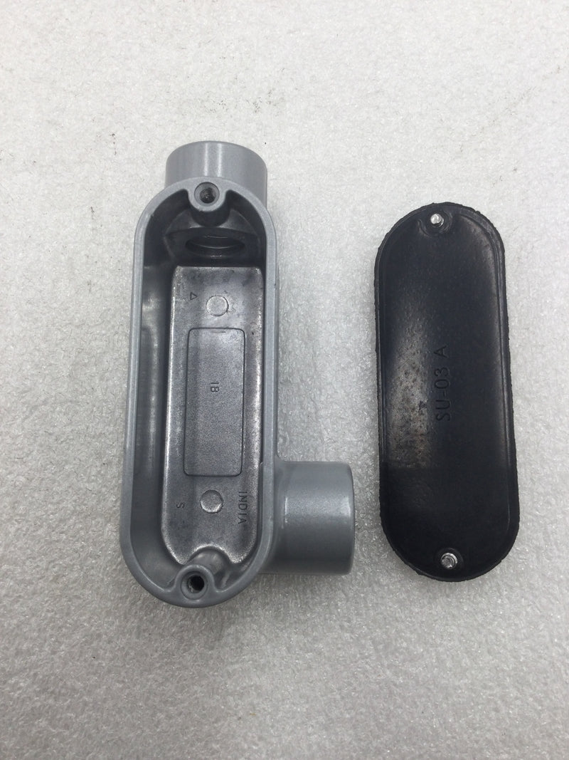 Eaton/Crouse-Hinds LR15-CGN 1/2" LL Conduit Body with Cover and Neoprene Gasket