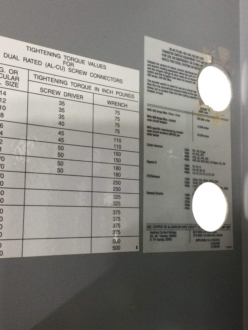 Kohler G120-164233-0100 power switching device