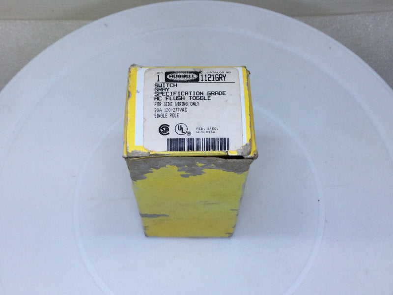 Hubbell HBL1221GY 20 Amp 120-277V 1 Pole Toggle Switch - Gray