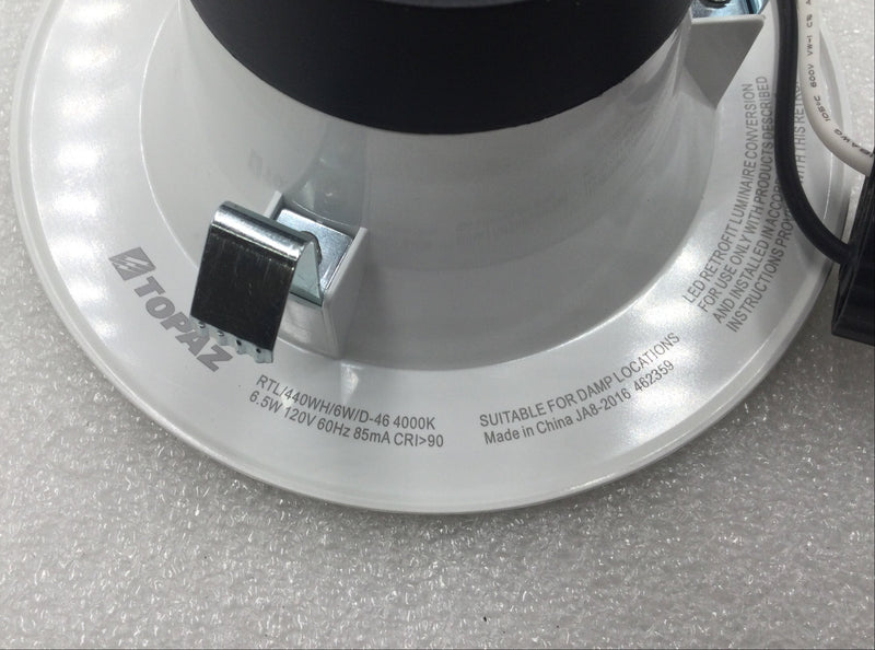 Topaz RTL/440WH/6W/D-46 4" 6.5 Watt Dimmable LED Retrofit Module w/ White Baffle