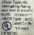 Siemens B225HH 25 Amp 2 Pole 60Hz 120/240V HBL Circuit Breaker