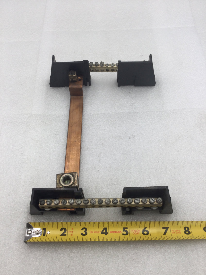 34 Position 4-14 AWG Neutral/Isolated Ground Bar w/Copper Connecting Bar 9" X 7"