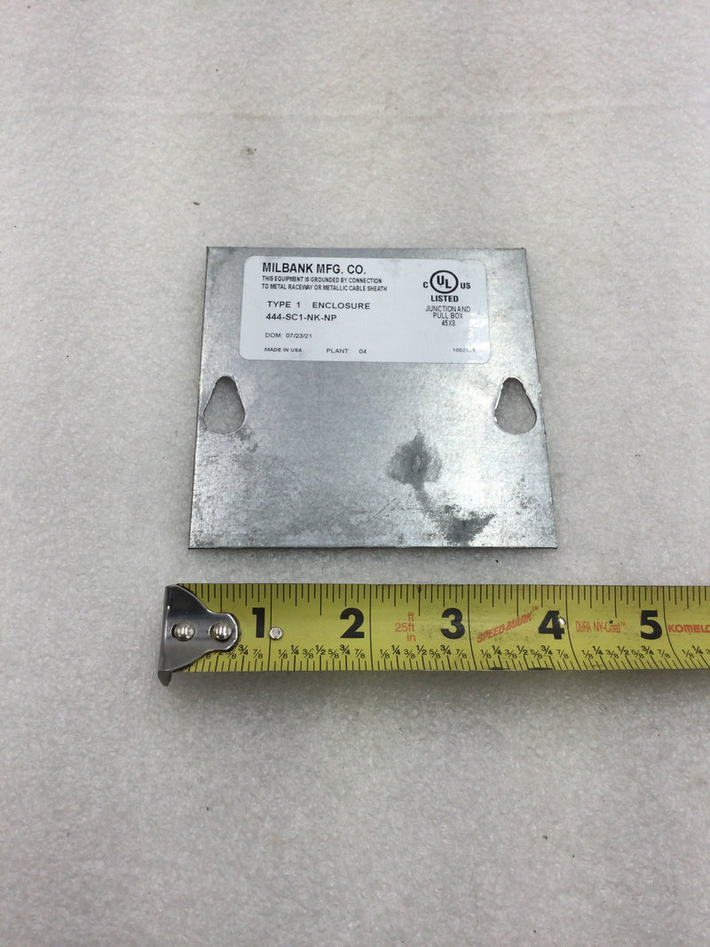 Milbank 4" Square Cover Plate for 444-SC1-NK-NP Junction Box Enclosure