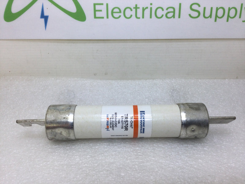 Ferraz Shawmut Tri-Onic TRS70R 70 Amp 600V or Less Dual Element Time Delay Fuse Current Limiting Class RK5