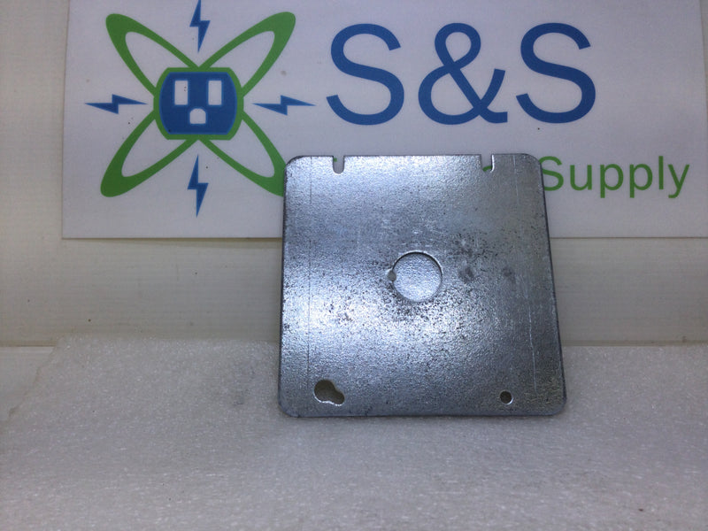 Crouse-Hinds 4 11/16" Steel Flat Blank Square Box Cover Plate with 1/2" Center Knockout