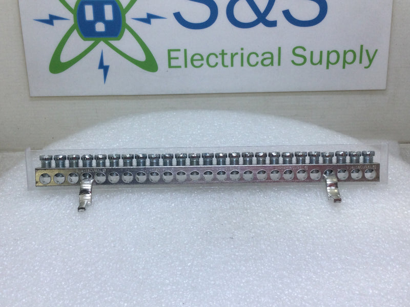 CMC NA35-S 25 Position 4-14 AWG Grounding Bar w/ Plastic Cover