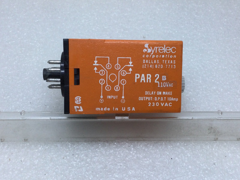 Syrelec Par 2B 100VAC Delay on Make 10Amp Output 230VAC 8-Pins