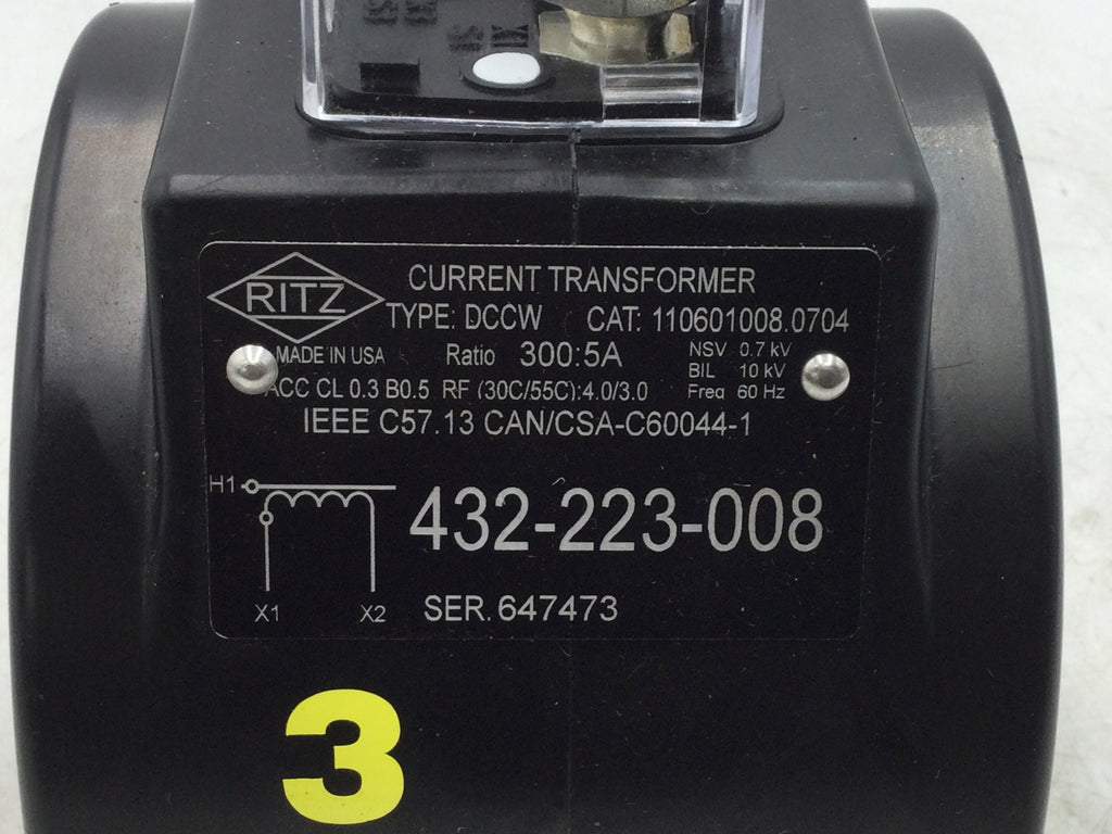 Dccw Ritz Installation Ritz Instruments 110601008.0704 Current Transformer Type: DCCW Ratio 3