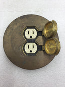 Steel City 5 3/4" Round Duplex Receptacle Floor Box Cover in Bronze with Carlon Trim Ring and Receptacle