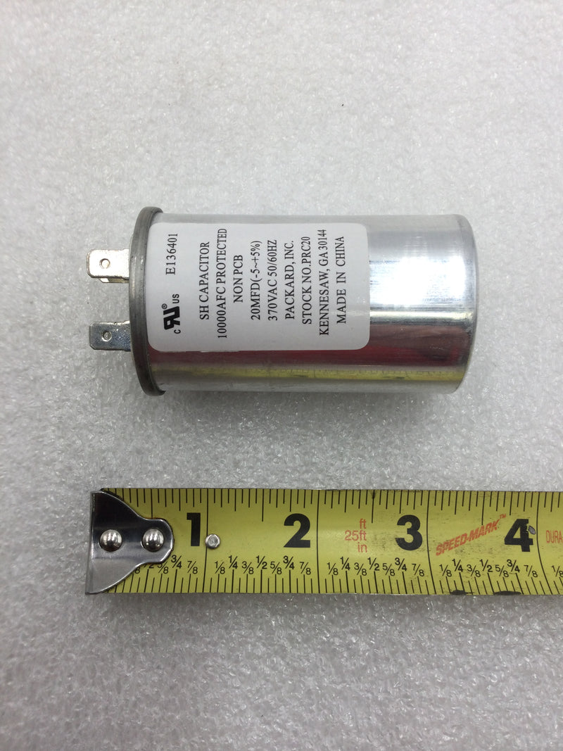 Packard PRC20 20uf +/- 5% 370 VAC 50/60 Hz SH Capacitor