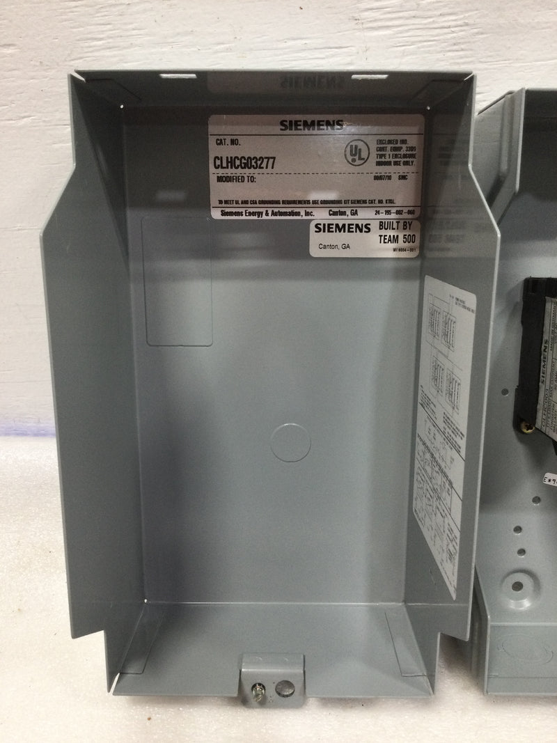 Siemens CLHCG03277 30 Amp 600V 3 PH 277V Lighting Contactor CLHC003 Nema 1