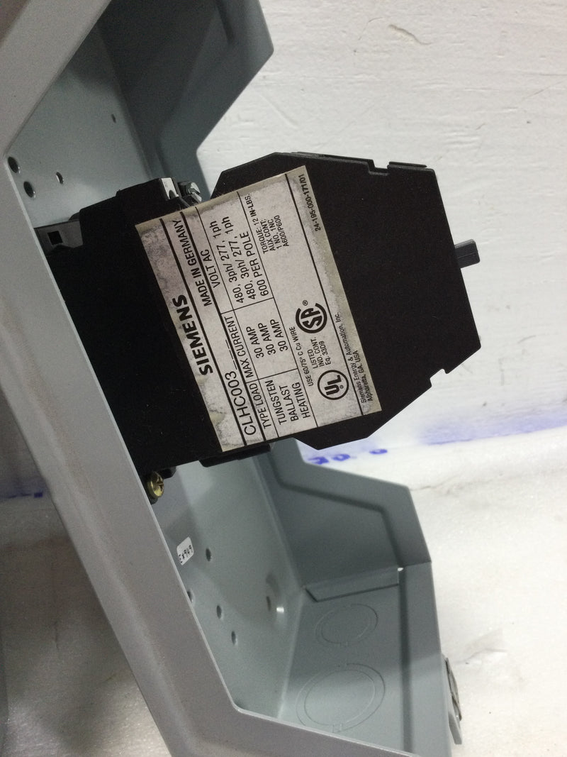 Siemens CLHCG03277 30 Amp 600V 3 PH 277V Lighting Contactor CLHC003 Nema 1