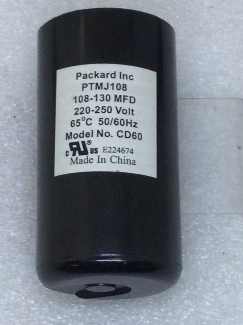 Packard PTMJ108 108-130uf 220-250 VAC 50/60 Hz Capacitor (CD60)