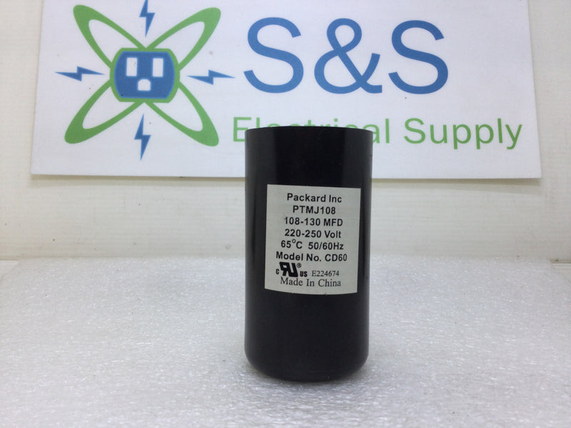 Packard PTMJ108 108-130uf 220-250 VAC 50/60 Hz Capacitor (CD60)