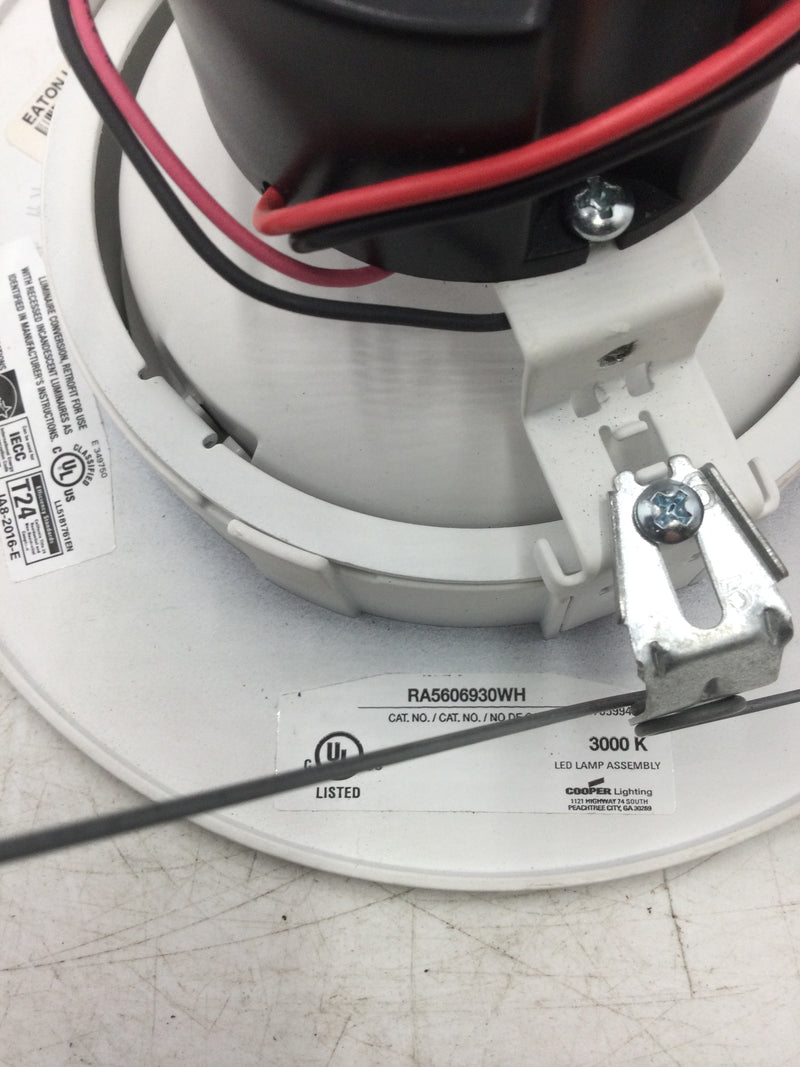 Halo RA5606930WH 5"/6": RA56 Adjustable Retrofit LED Downlight 120 VAC 10 Watt 0.20 Amps 50/60 Hz