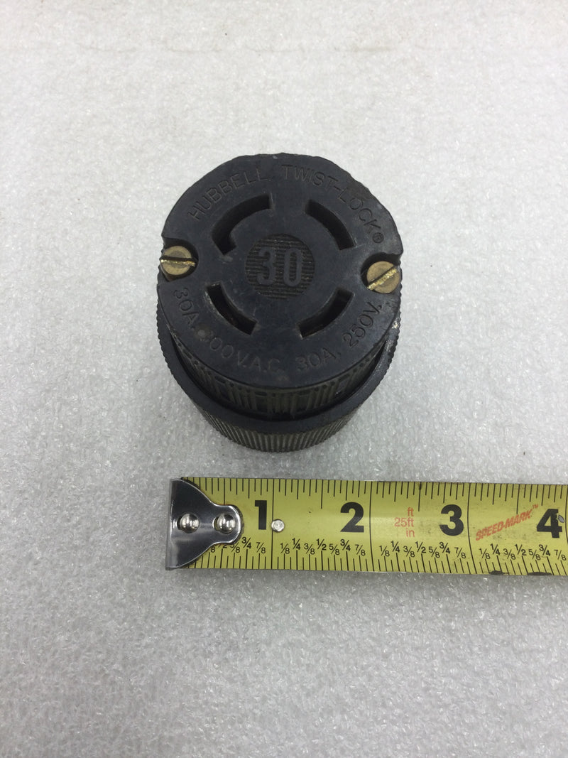 Hubbell 4 Wire Twist-Lock/Turn & Pull 30 Amp 250 VAC Female Plug