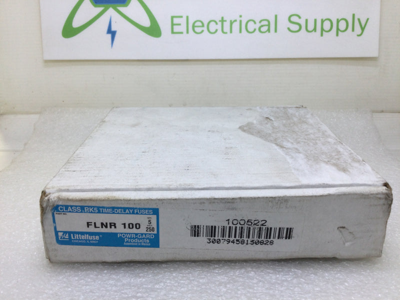 Littelfuse Powr-Gard FLNR100 100 Amp 250VAC Class RK-5 Time Delay Dual Element Current Limiting Fuse
