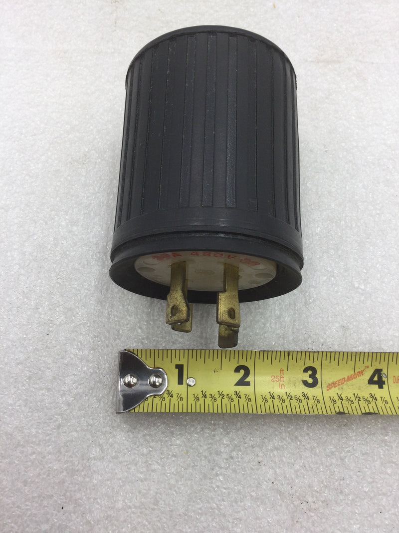 Hubbell 30 Amp 480V 4 Wire Raintight Twist-Lock Turn & Pull Male Receptacle Plug