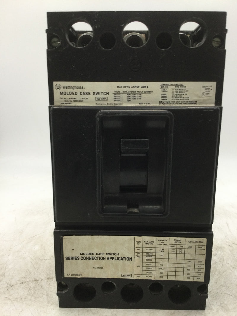 Westinghouse LB3400WK 400 Amp 3 Pole Molded Case Switch