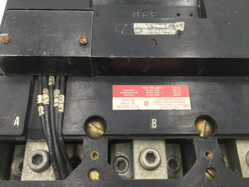 Square D ME4-300 3 Pole 300 Amp 600Vac Ground Fault Trip Indicator Circuit Breaker