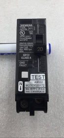 Siemens QF120AN 20 Amp Single Pole Type QPF2N GFCI Circuit Breaker