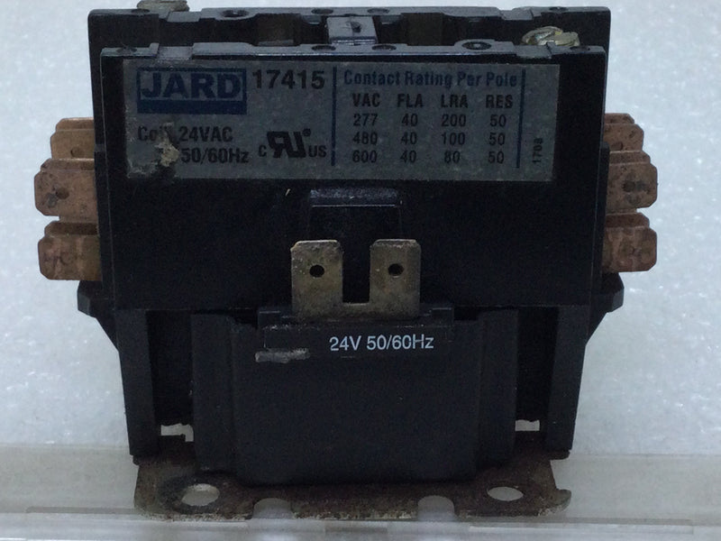 Jard 17415 Definite Purpose Contactor 1-1/2 Poles 24VAC 50/60Hz 40 Amp