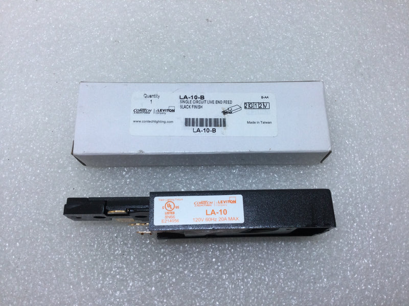 ConTech/Leviton LA-10-B Single Circuit Live End Feed, Black Finish 20 Amp Max 120V 60Hz