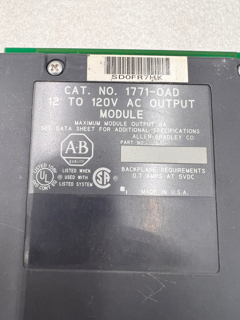 Allen-Bradley 1771-OAD 12 to 120v AC Output Module For Use With PLC Processors