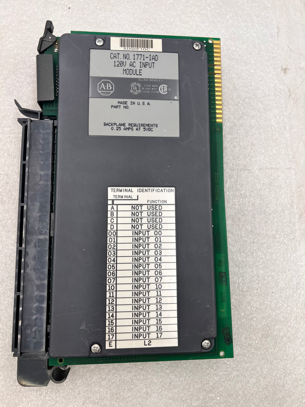 120v Input Module Allen-Bradley 1771-IAD 120v AC Input Module For Use With PLC Processor