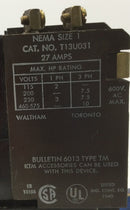 Sylvania T13U031 27 Amp 3 Phase 200-575V Size 1 Contactor w/TB159-1 120V Coil